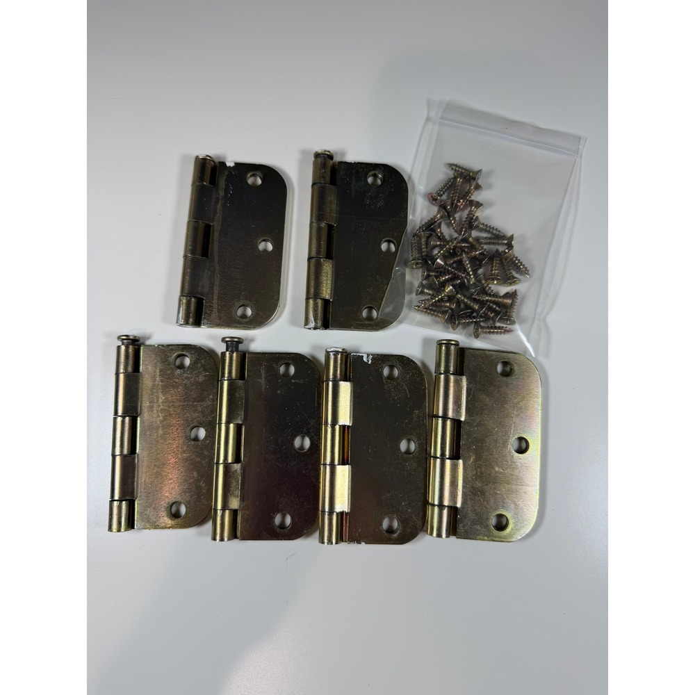 VTG Hager Door Hinges 3.5in Gold Brass Tone 6 Pack Hardware USA Made Some Paint